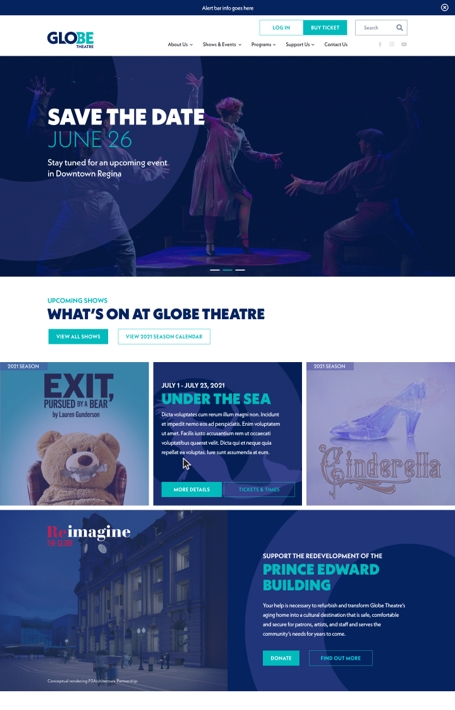 Globe Theatre homepage screenshot