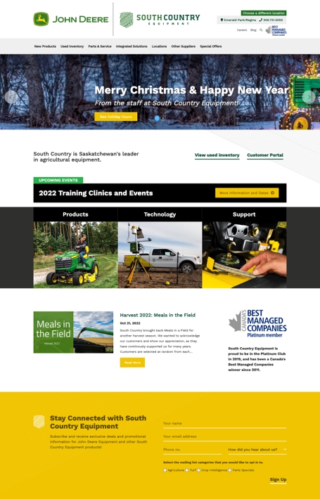 South Country Equipment homepage screenshot