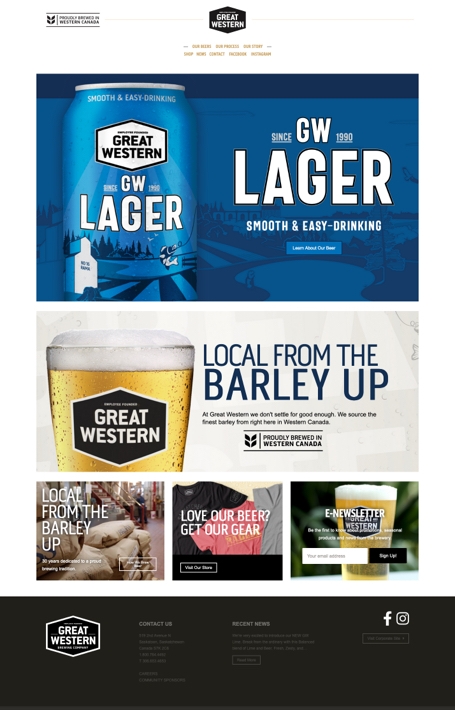 Great Western Brewing Company homepage screenshot