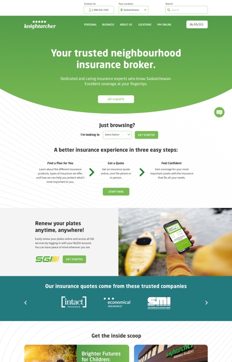 Knight Archer Insurance homepage screenshot