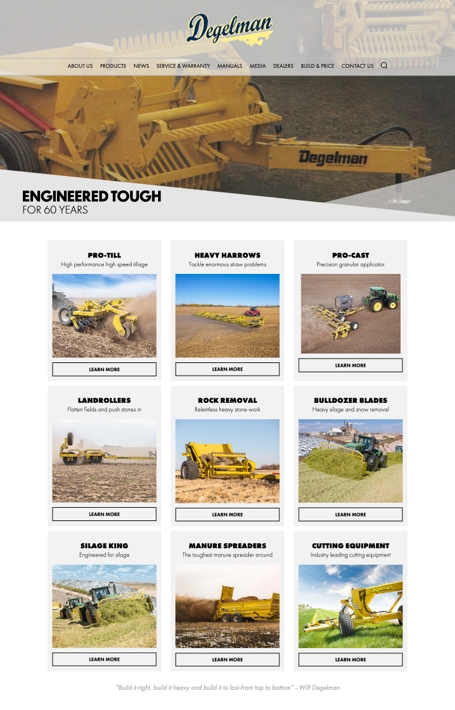 Degelman Industries homepage screenshot