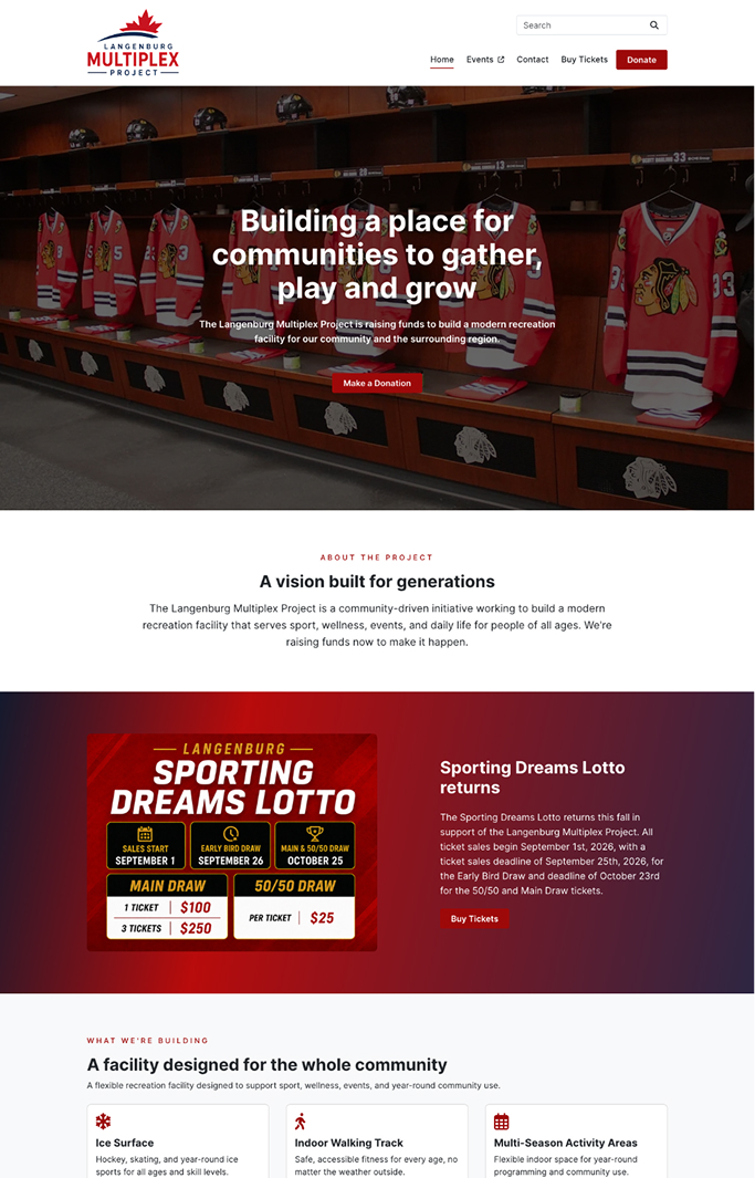 Screenshot of the Langenburg Multiplex website