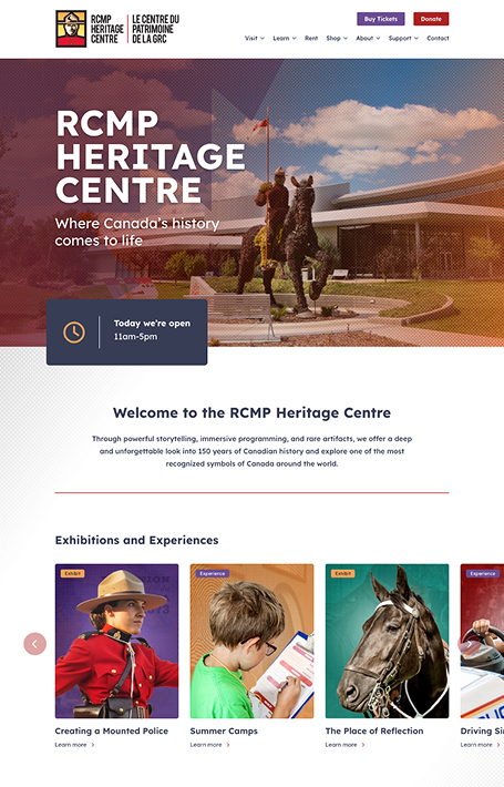 RCMP Heritage Centre homepage design